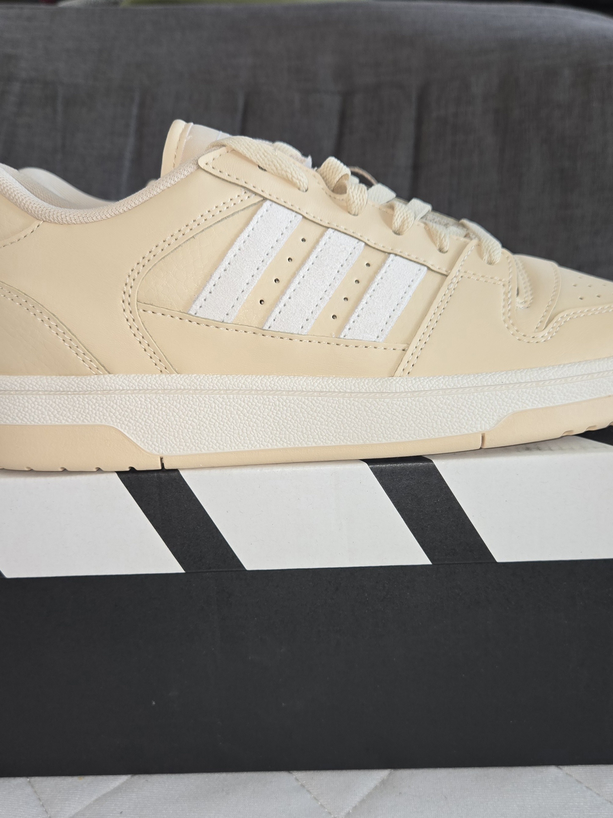 Adidas Women's Cream Break Start Low Sneakers With White Stripe Detail